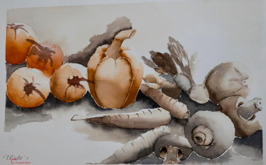 Aquarell 45 x 30 cm - Gemüse :)