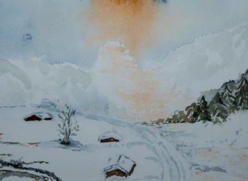 Aquarell 18 x 13 cm - Anlehnung W. Baxrainer Stil